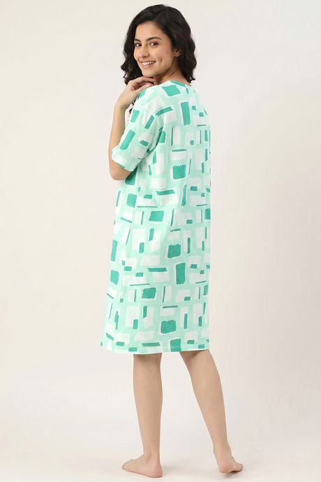 Zivame 2 Mile Fashion Knit Cotton Loungewear Dress - Brook Green — image 4